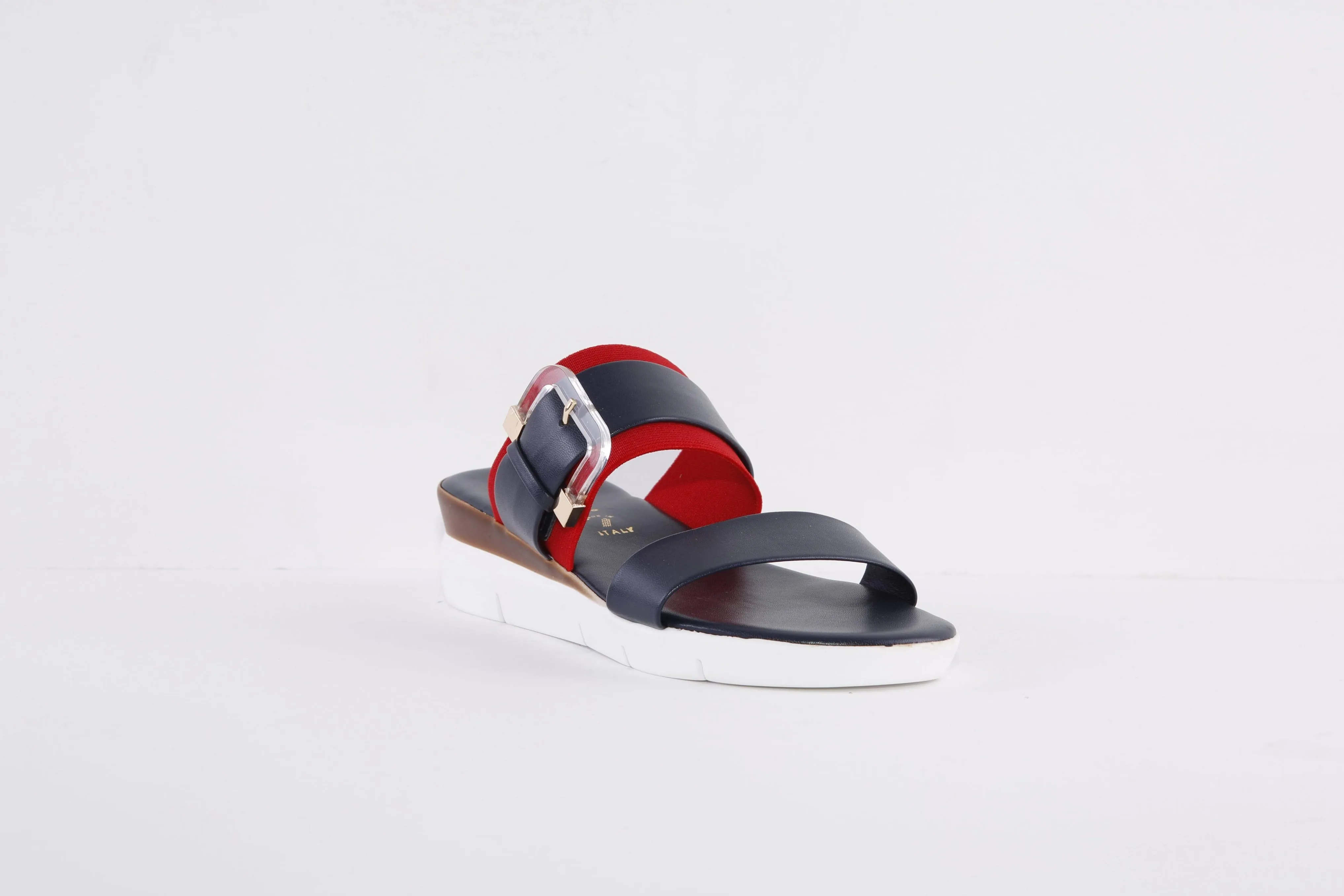 LOTUS - GIOVANNA FLAT BUCKLE FASHION  MULE - NAVY/RED