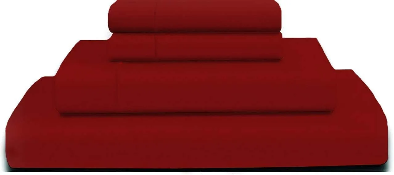 Luxurious 800 Thread Count 100% Egyptian Cotton 4-PCs Bed Sheet Set, Easily Fit up to 19-24" Inch Deep Pocket Solid Pattern (Twin XL, Burgundy)