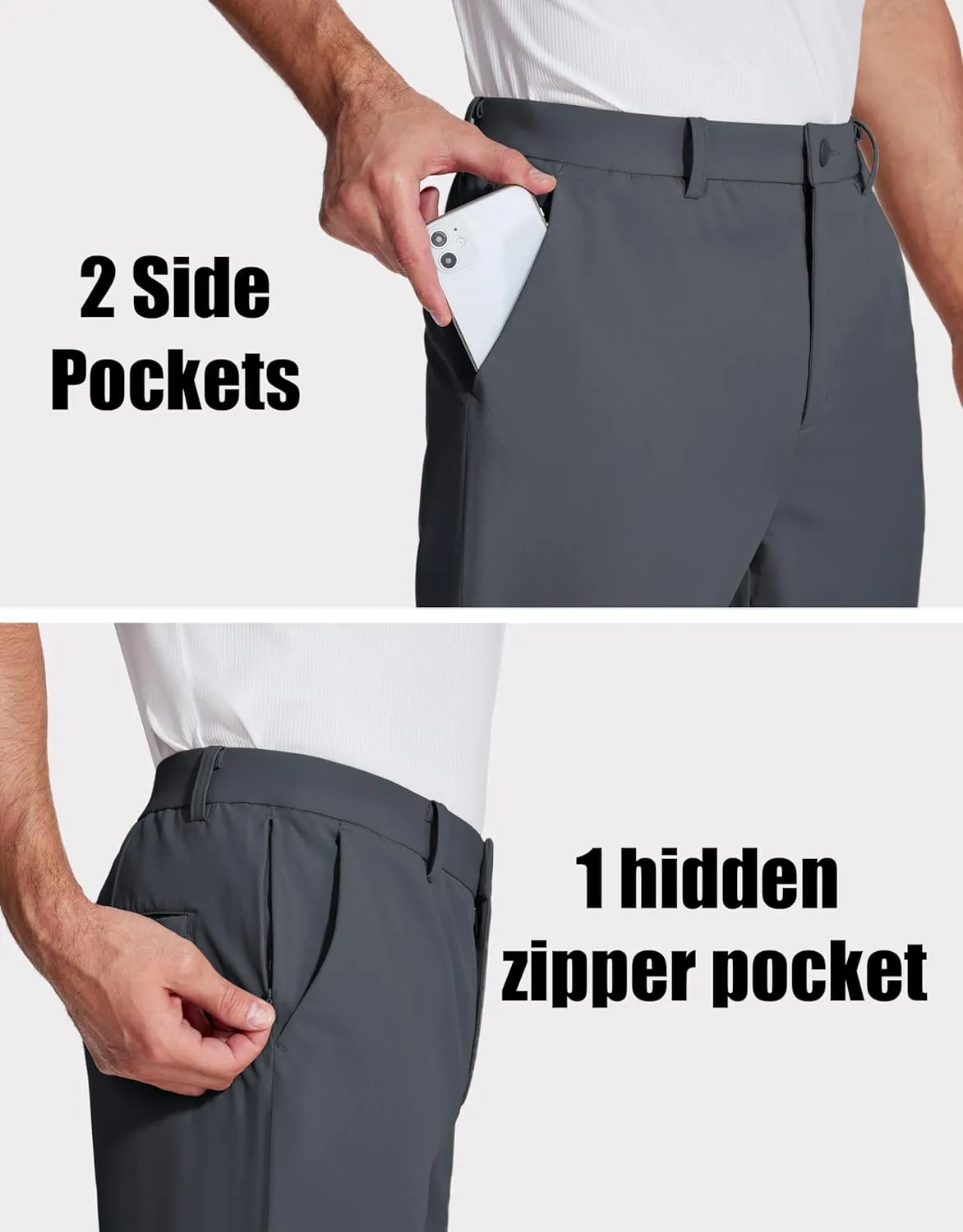 MAGCOMSEN Mens Golf Pants Stretch Dress Pants Quick Dry Water Resistant Lightweight Flat Front Work Pants Moisture Wicking