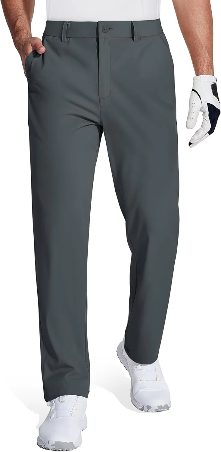 MAGCOMSEN Mens Golf Pants Stretch Dress Pants Quick Dry Water Resistant Lightweight Flat Front Work Pants Moisture Wicking