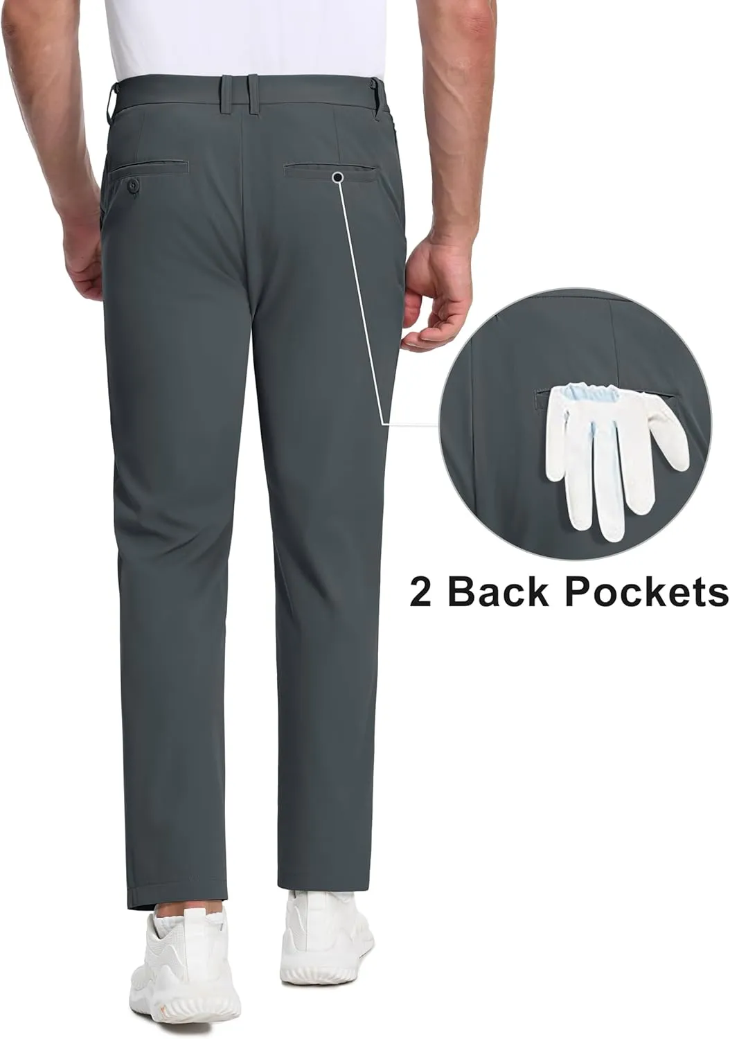MAGCOMSEN Mens Golf Pants Stretch Dress Pants Quick Dry Water Resistant Lightweight Flat Front Work Pants Moisture Wicking