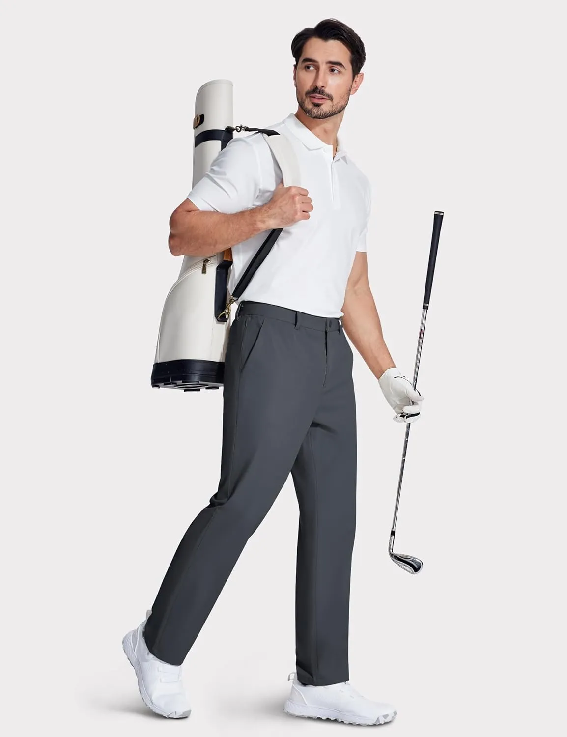 MAGCOMSEN Mens Golf Pants Stretch Dress Pants Quick Dry Water Resistant Lightweight Flat Front Work Pants Moisture Wicking