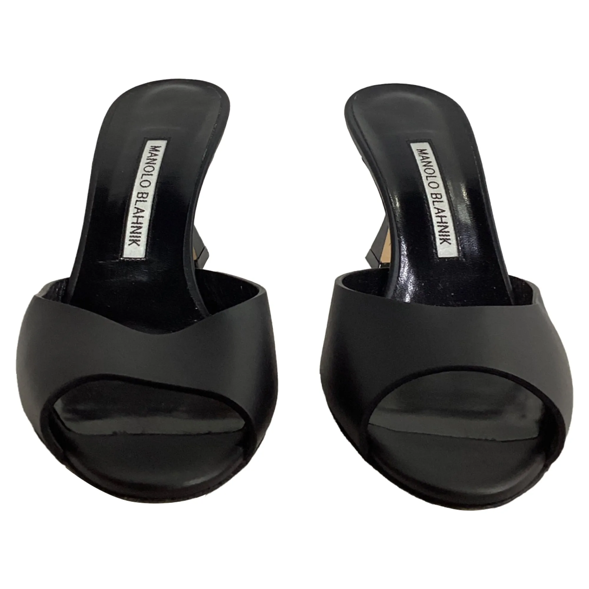 Manolo Blahnik Jadarona Mule Sandals in Black Leather
