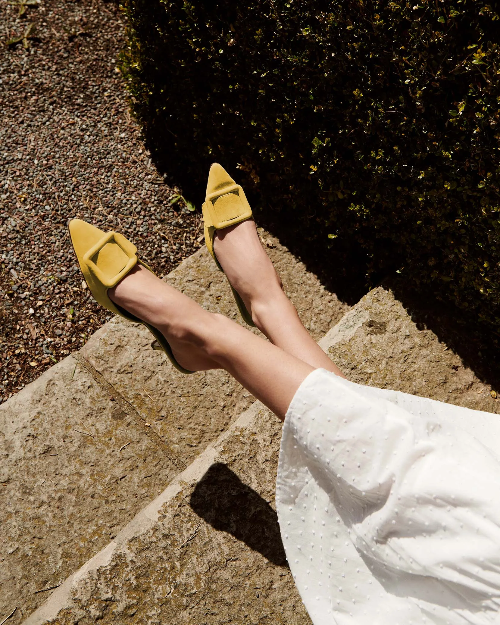 Maysale 70 yellow suede mules