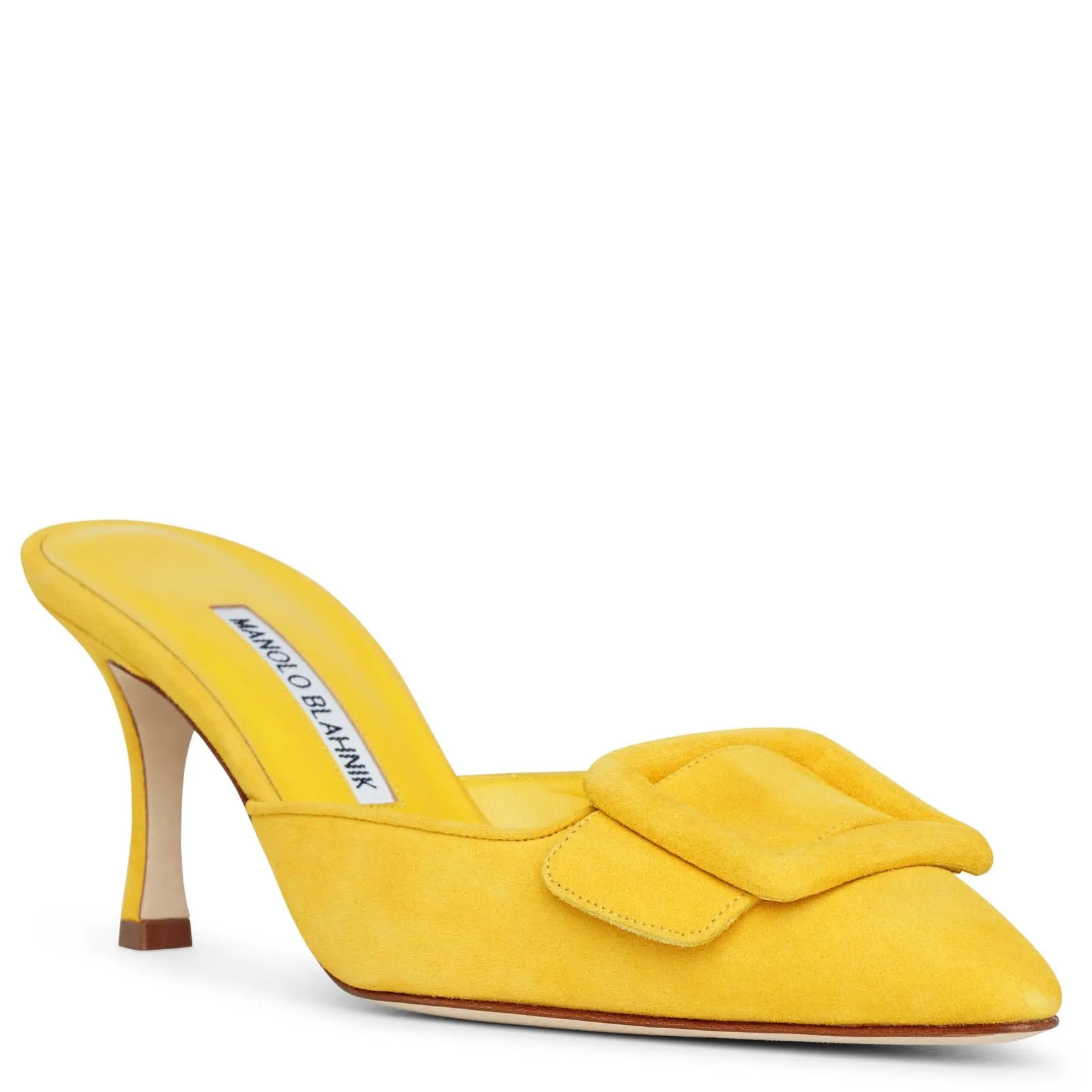 Maysale 70 yellow suede mules
