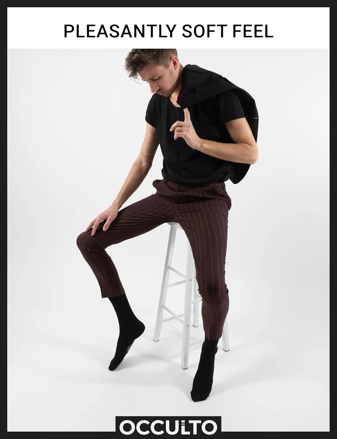 Men Black Dress Socks Pack of 10, Pack of 20 (Model: Hermann)
