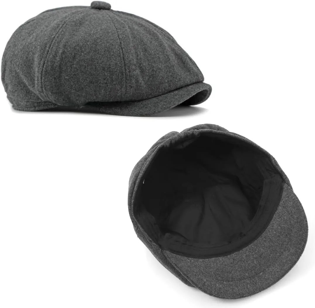 Men's 8 Panel Newsboy Cap Vintage Tweed Cap Herringbone Cabbie Flat Cap