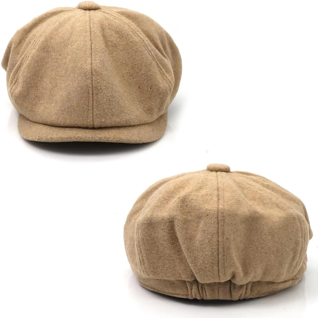 Men's 8 Panel Newsboy Cap Vintage Tweed Cap Herringbone Cabbie Flat Cap