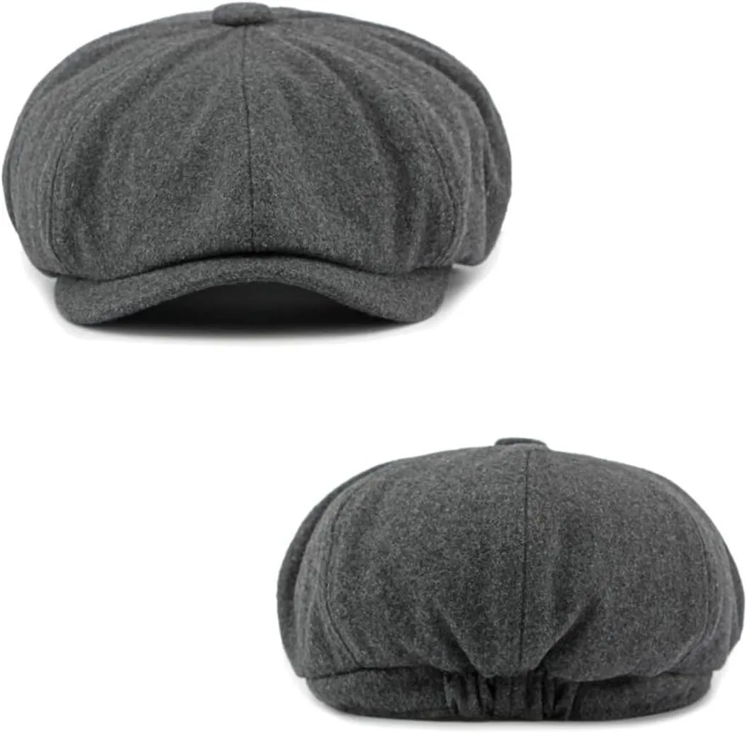 Men's 8 Panel Newsboy Cap Vintage Tweed Cap Herringbone Cabbie Flat Cap
