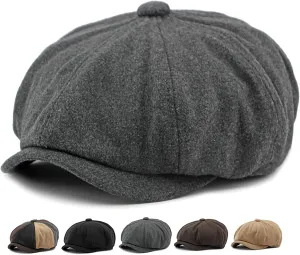 Men's 8 Panel Newsboy Cap Vintage Tweed Cap Herringbone Cabbie Flat Cap
