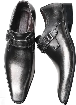 Men's Leather Dress Shoes Casual Slip-On Loafer Shoe Black Plain Oxford Footwear Workout Wedding Party Dressy