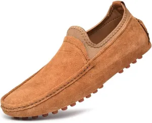 Men's Penny Loafers Suede Slip On Casual Dress Arch Support Boat Shoes for Driving Outdoor