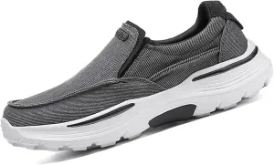 Men's Slip-On Canvas Sneaker Loafer Casual with Arch Support Breathable Stretch Comfort Relaxed Plus Size Flats Walking Shoes