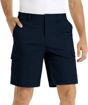 Mens Summer Cargo Shorts Classic Flat Front Chino Shorts Lightweight Twill Cotton Multi Pockets Casual Work Shorts