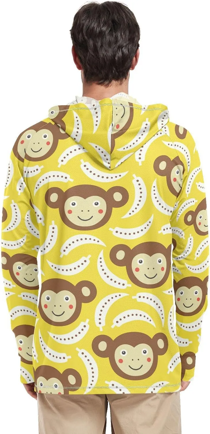 Men's Sun Protection Hoodie Long Sleeve Monkey Sun Shirt with Hood UPF 50  Hooded Fishing Shirts Rash Guard UV Shirts