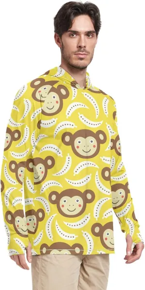 Men's Sun Protection Hoodie Long Sleeve Monkey Sun Shirt with Hood UPF 50  Hooded Fishing Shirts Rash Guard UV Shirts