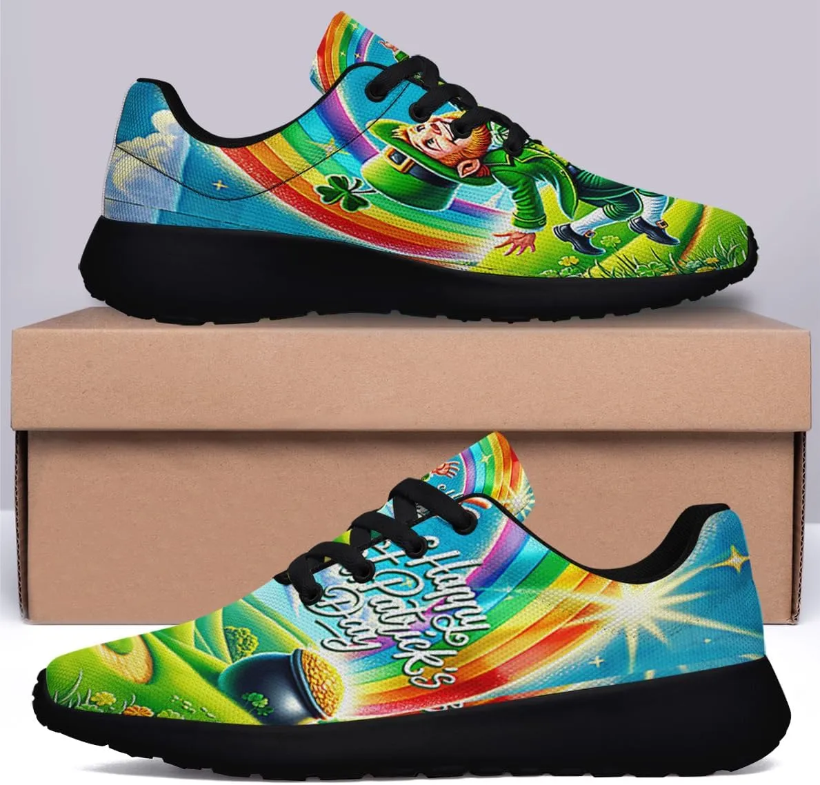 Mens Womens Happy St Patrick's Day Shoes Trail Running Shoe Non-Slip Breathable Comfortable Sneakers