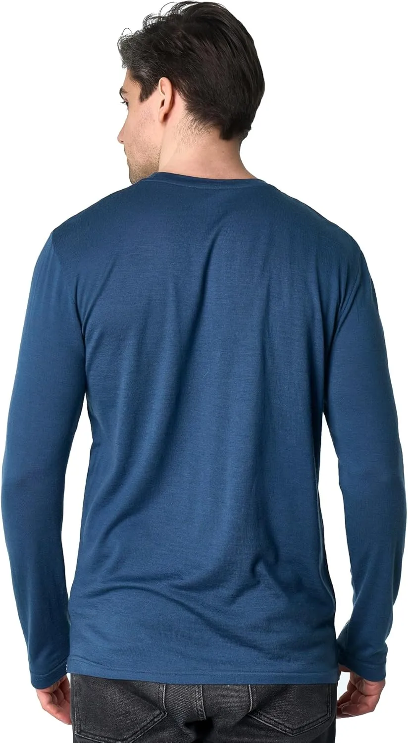 Merino Wool Base Layer Mens - 100% Merino Wool Shirts for Men Thermal Underwear Long Sleeve T-Shirt for Hiking Hunting