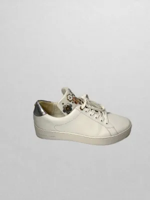 Michael Kors White Fashion Sneaker with Mixed Metallic Detailing