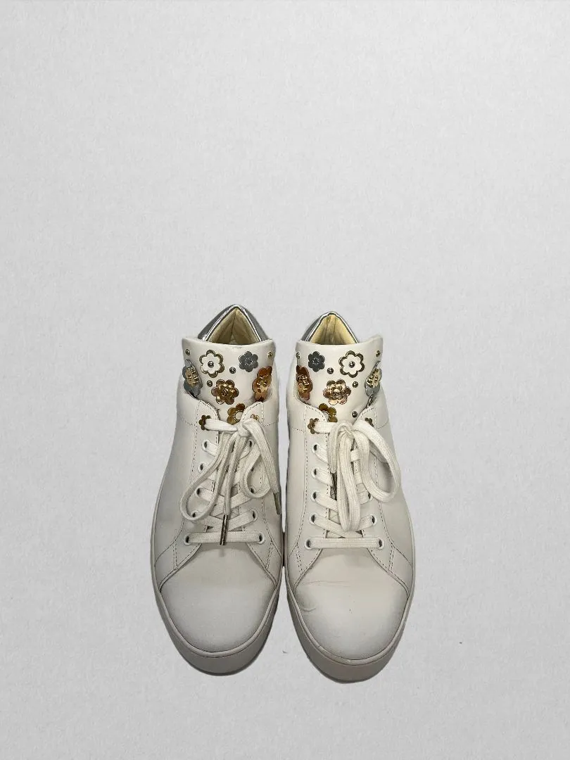 Michael Kors White Fashion Sneaker with Mixed Metallic Detailing