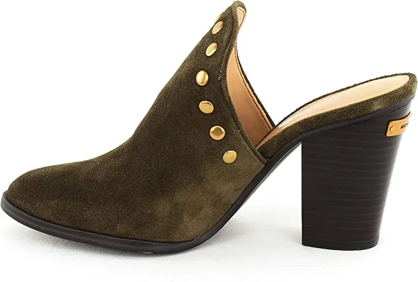 Michael Michael Kors Womens Louise Mule Leather Almond Toe, Olive, Size 7.0