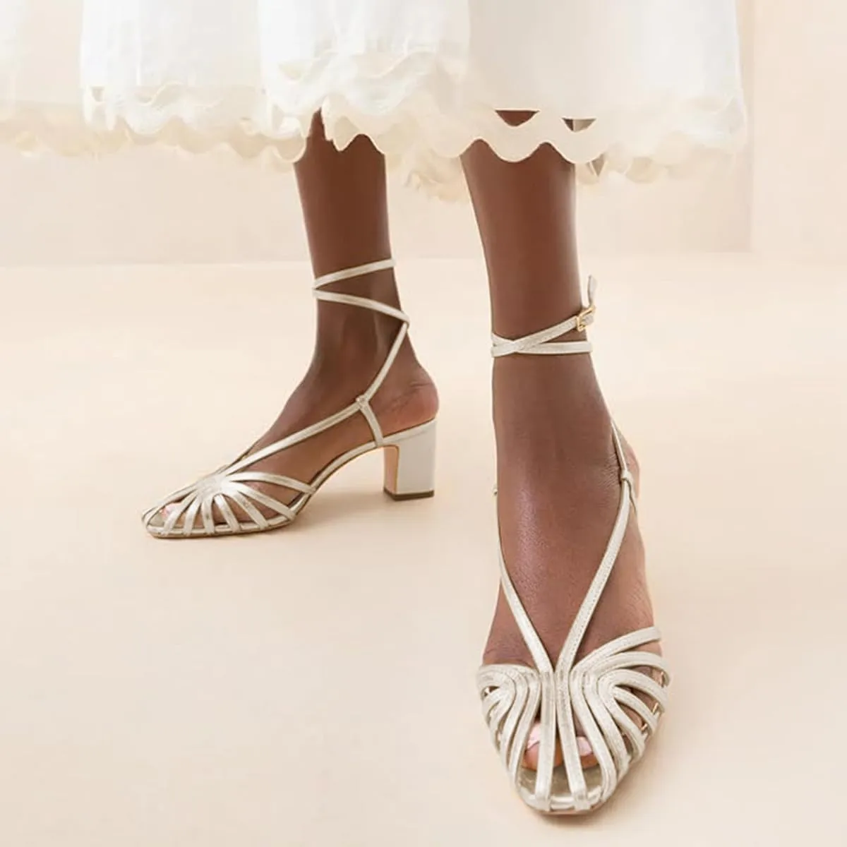 miss left Women Chic Caged Toe Chunky Mid Heel Cutout Sandals Strappy Ankle Strap Buckle Elegant Prom Evening Dress Shoes Size 4-16 US