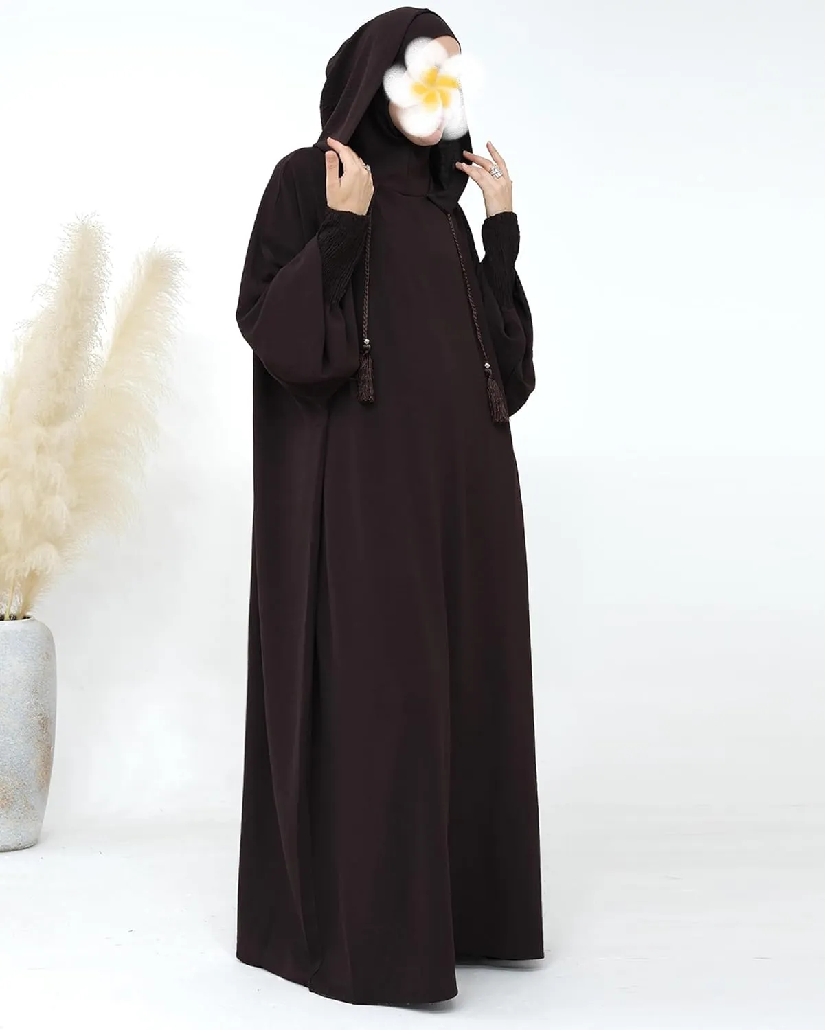 Muslim Prayer Dress Women Hooded Abaya Solid Color Dubai Maxi Dress Elastic Cuffs Islamic Clothes Long Sleeve Jilbab