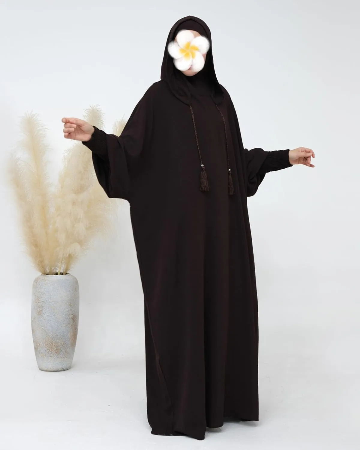 Muslim Prayer Dress Women Hooded Abaya Solid Color Dubai Maxi Dress Elastic Cuffs Islamic Clothes Long Sleeve Jilbab