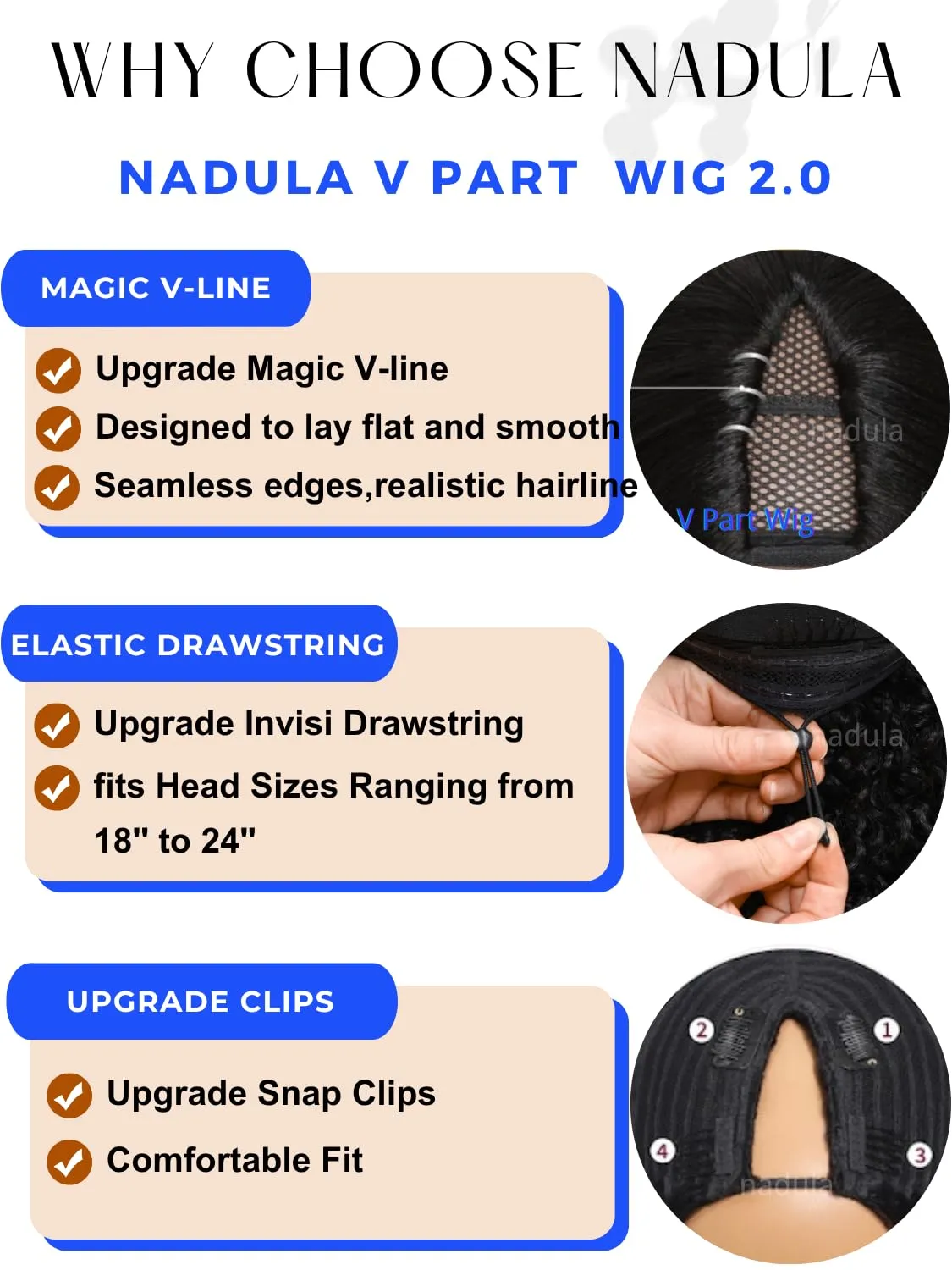 Nadula Ombre Brown Yaki Straight V Part Wig Human Hair with Drawstring No Leave Out EasiContour Vpart Wigs,Glueless Chestnut Brown Highlight Clip in V-part Yaki Wig, Upgrade Yaki U Part Wig 18inch
