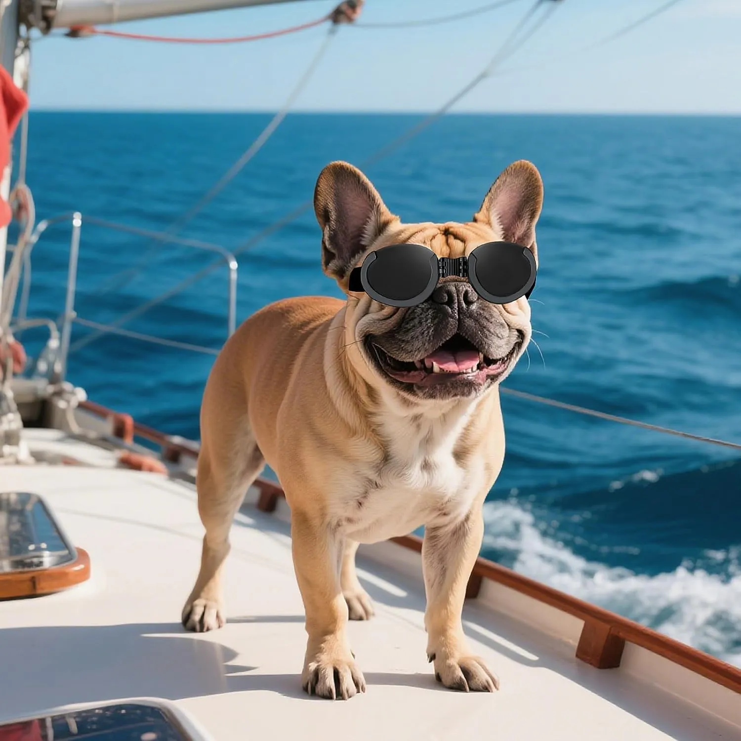 Namsan Clear Dog Goggles Medium Breed, with Black Replaceable Lenses, Interchangeable Doggie Sunglasses for Small to Medium Dogs, Summer UV Dog Eye Protection, Adjustable Doggy Snow Goggles