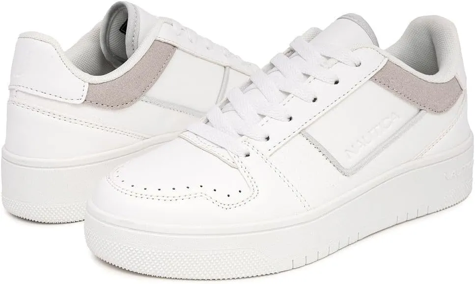 Nautica Women’s Lace-Up Fashion Sneakers – Low-Top Casual Walking & Tennis Shoes with Platform or Regular Heel