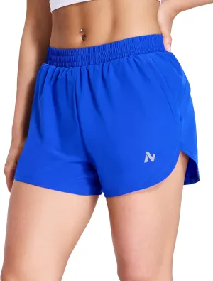 Nepest Womens Running Shorts with Mesh Liner Elastic Waist Quick Dry 3 inch Athletic Workout Shorts with Zipper Pocket