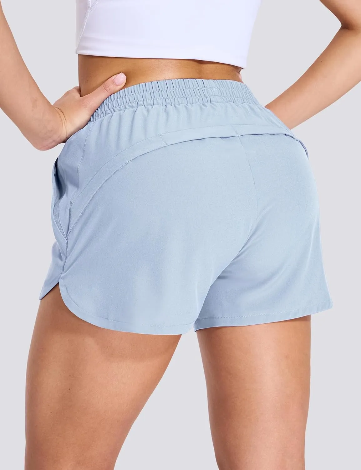 Nepest Womens Running Shorts with Mesh Liner Elastic Waist Quick Dry 3 inch Athletic Workout Shorts with Zipper Pocket