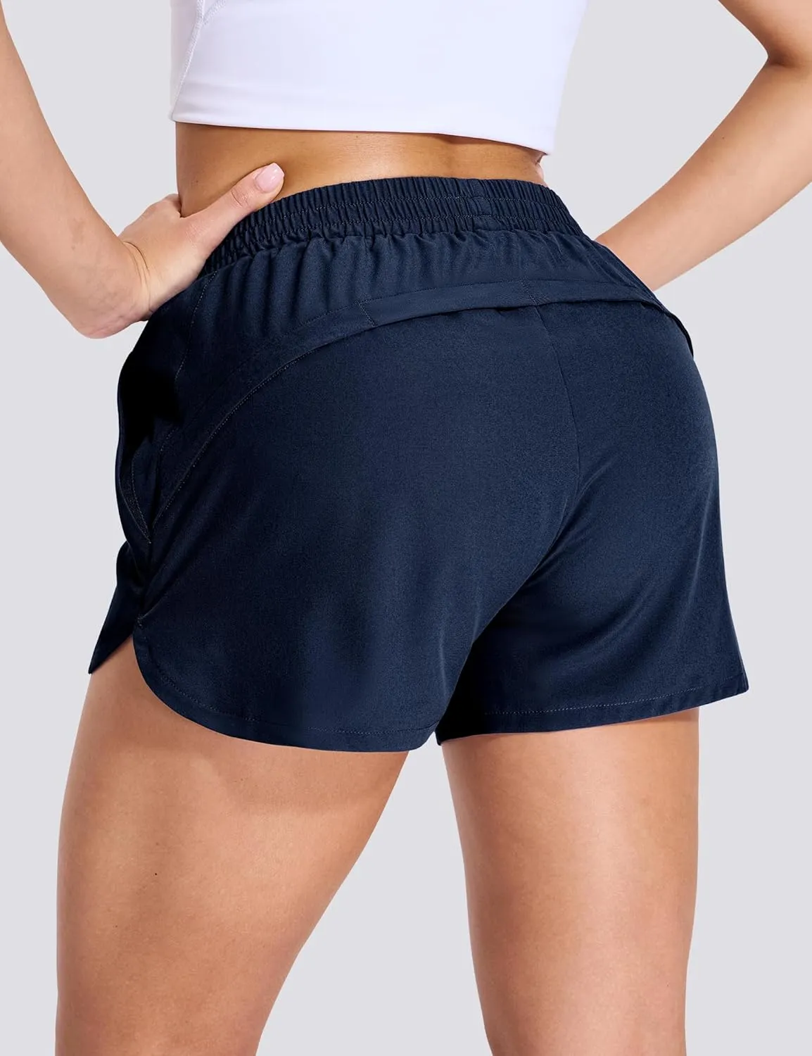 Nepest Womens Running Shorts with Mesh Liner Elastic Waist Quick Dry 3 inch Athletic Workout Shorts with Zipper Pocket