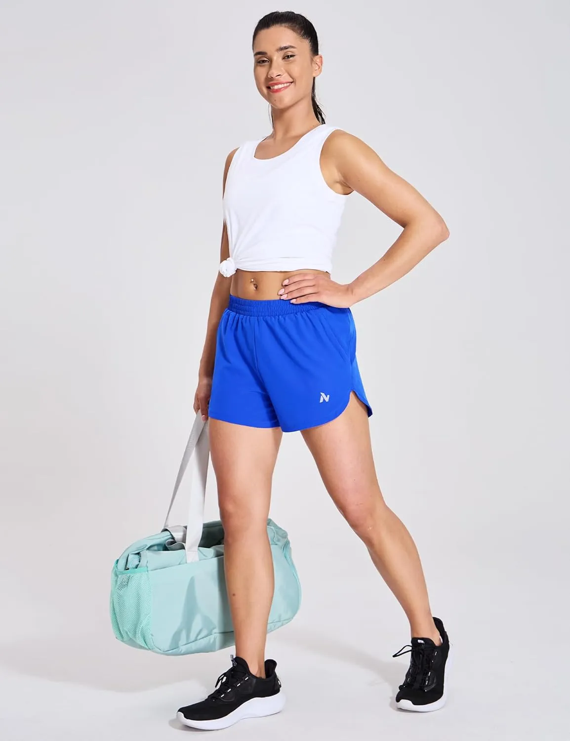 Nepest Womens Running Shorts with Mesh Liner Elastic Waist Quick Dry 3 inch Athletic Workout Shorts with Zipper Pocket