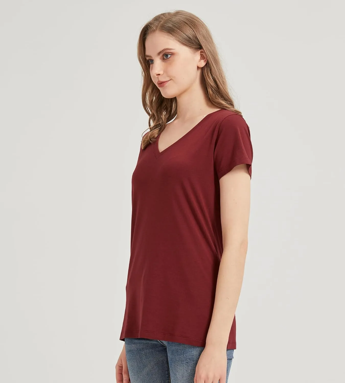 netdraw Women's Ultra-Soft Bamboo Viscose V-Neck T-Shirt Comfy Trendy Casual Sleep Pajama Lounge Tops