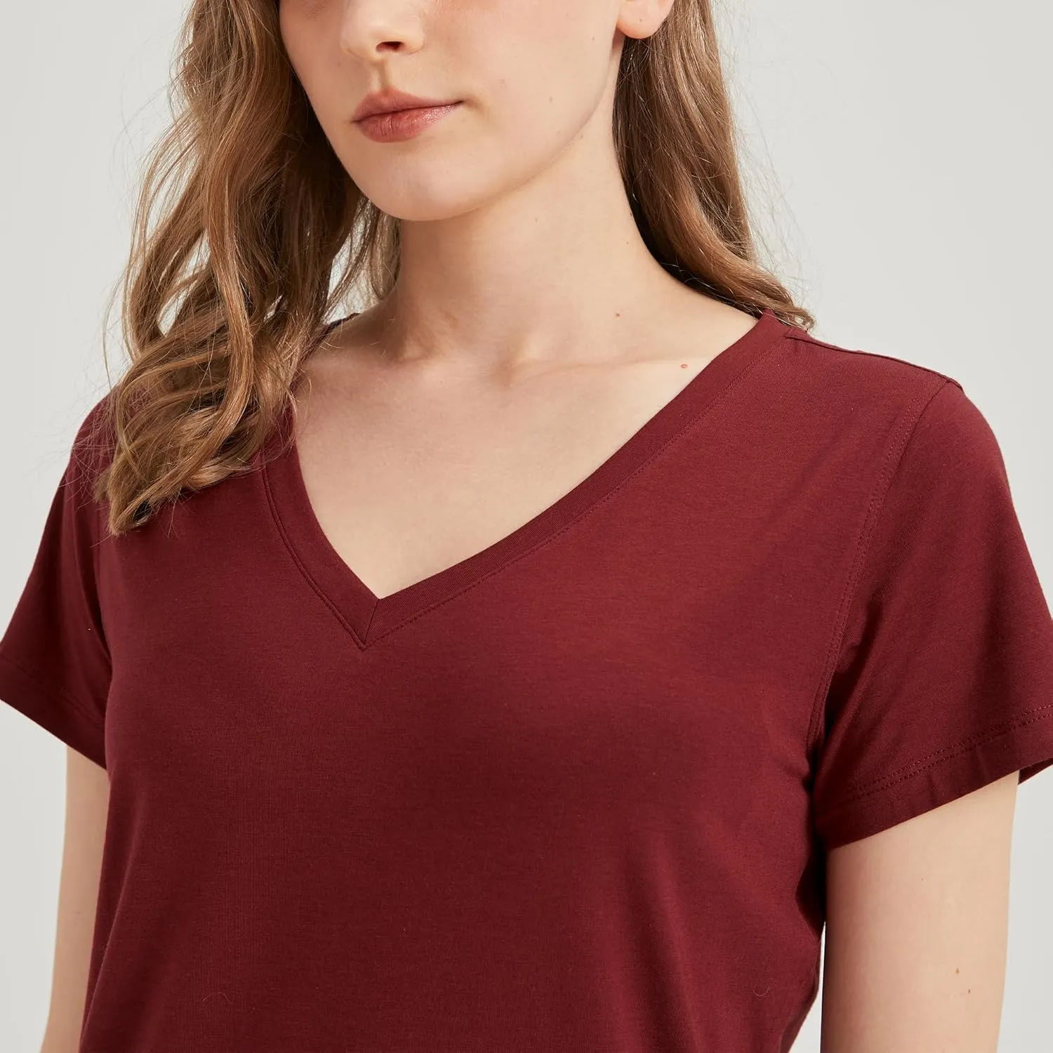 netdraw Women's Ultra-Soft Bamboo Viscose V-Neck T-Shirt Comfy Trendy Casual Sleep Pajama Lounge Tops