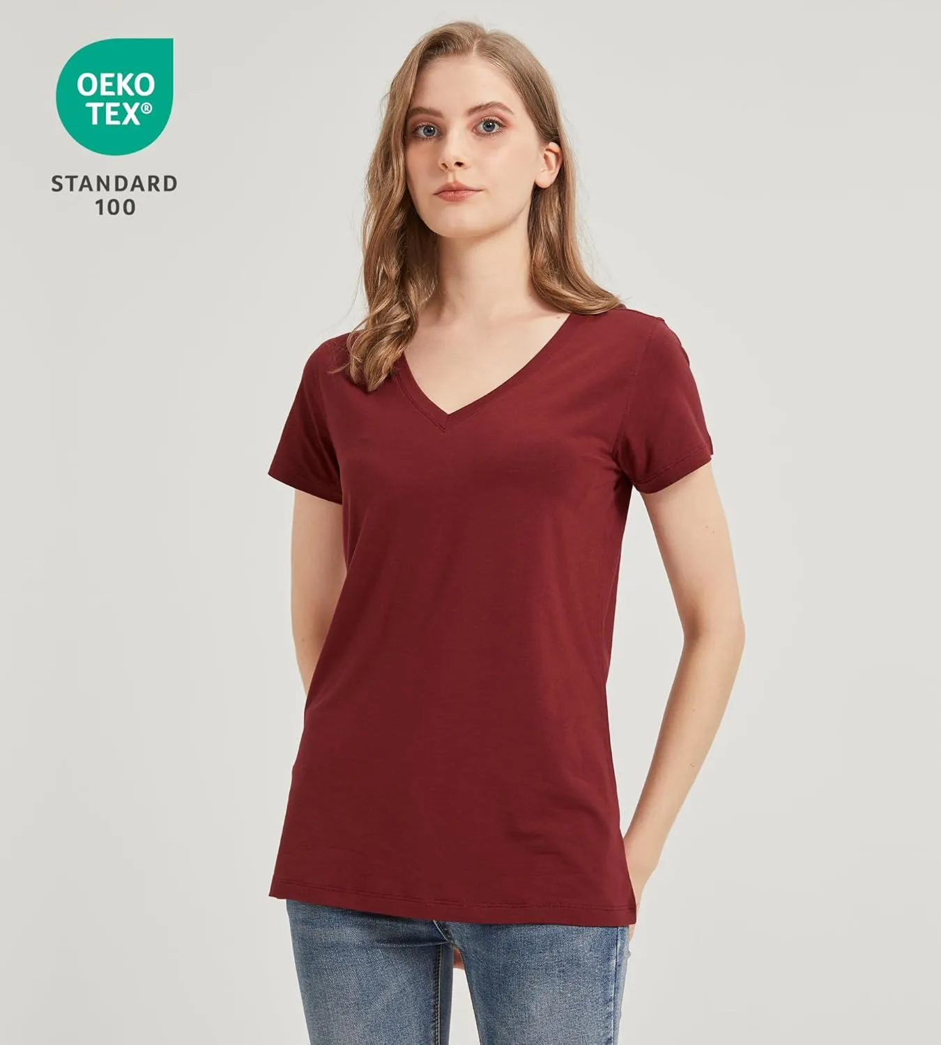 netdraw Women's Ultra-Soft Bamboo Viscose V-Neck T-Shirt Comfy Trendy Casual Sleep Pajama Lounge Tops
