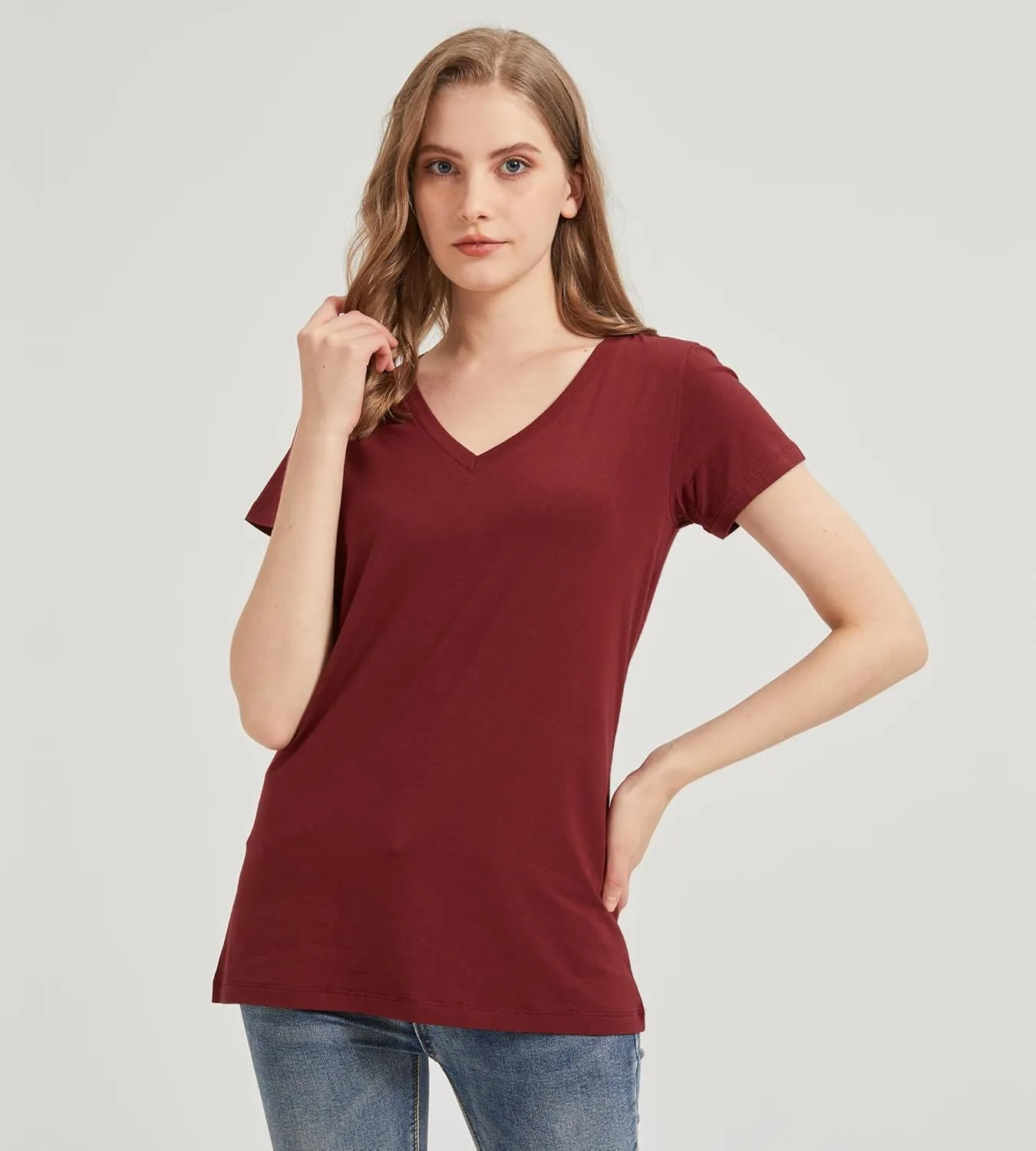 netdraw Women's Ultra-Soft Bamboo Viscose V-Neck T-Shirt Comfy Trendy Casual Sleep Pajama Lounge Tops