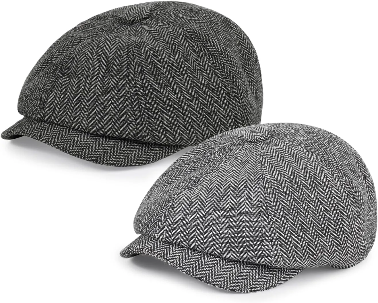Newsboy Cap for Men Cotton 8 Panel Men's Flat Cap Herringbone Tweed CabbieHat
