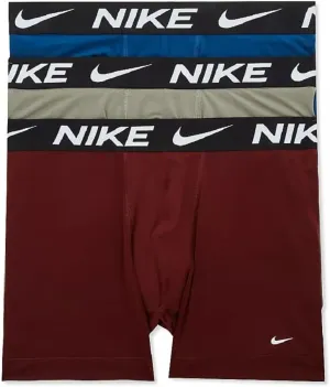 Nike Men's Dri-FIT Essential 3-pack Microfiber 4-Inch Boxer Trunks - Dark Stucco/Court Blue/Dk Team Red, Small