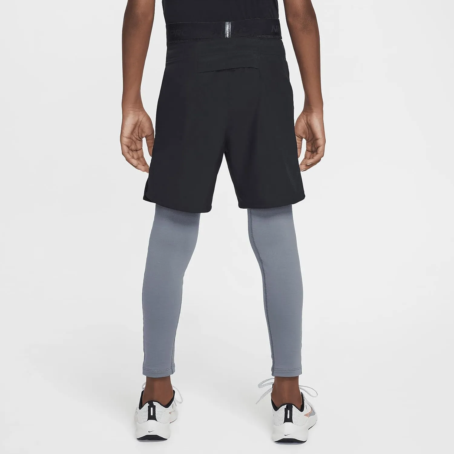 Nike Pro Warm Big Kids' (Boys') Dri-FIT Training Tights (HF4364-084, Smoke Grey/Black)