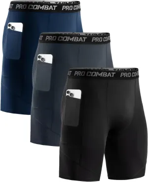 Niksa 1/2 Pack Mens Compression Shorts with Pocket, Performance Spandex Athletic Sports Workout Running Underwear Shorts