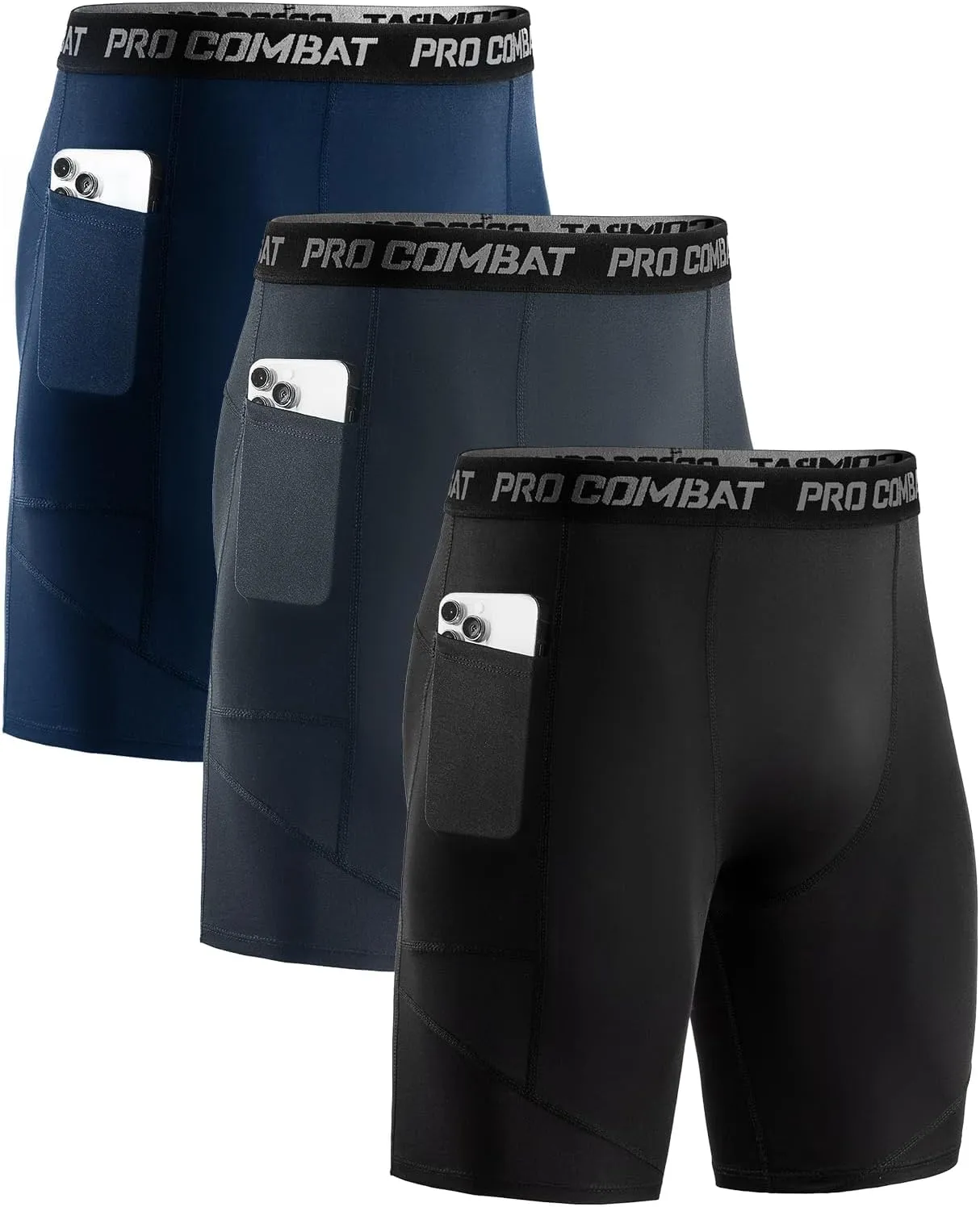Niksa 1/2 Pack Mens Compression Shorts with Pocket, Performance Spandex Athletic Sports Workout Running Underwear Shorts