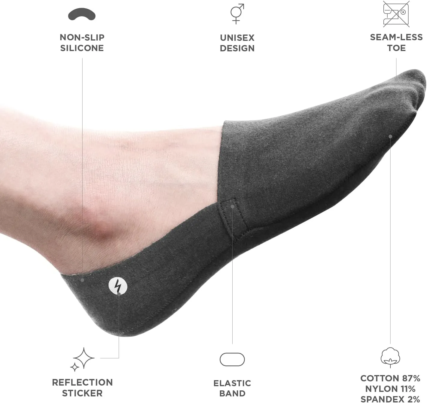 No Show Socks 3 Pairs for Women and Men, Non Slip, Low Cut Liner, Invisible, Loafer, Sneaker, Flats, Boat Socks