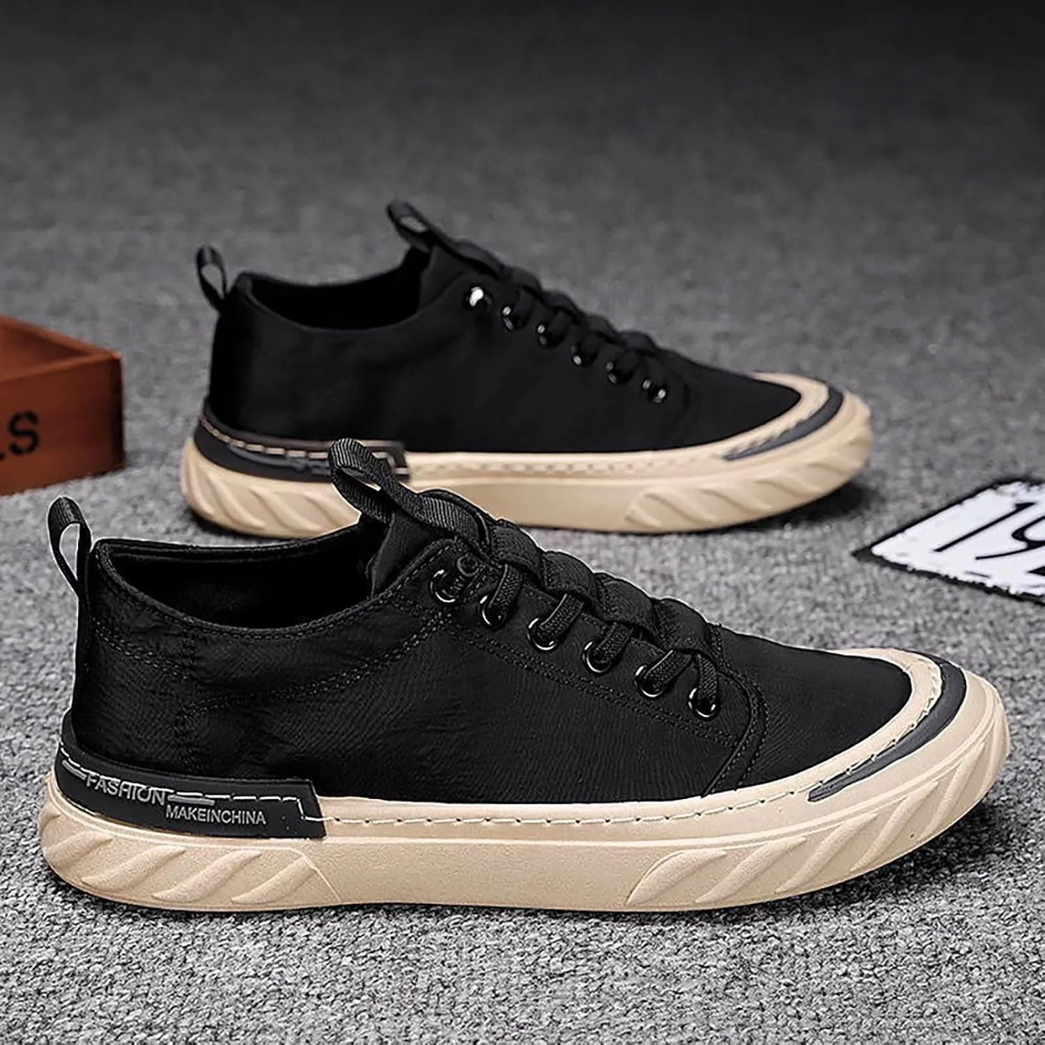 Non Slip Work Sport Shoes for Men Trendy Versatile Shoes Casual Versatile Canvas Arch Support Men's Leather Boots