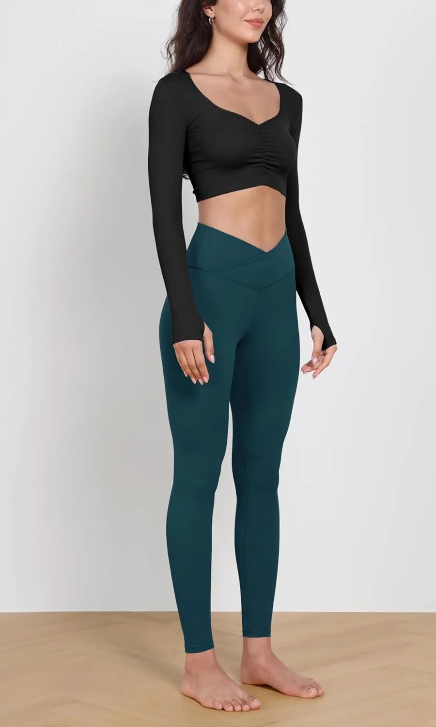ODODOS 2 Pack Buttery Soft Cross Waist Leggings for Women, ODCLOUD 25" / 28" Crossover Lounge Yoga Pants