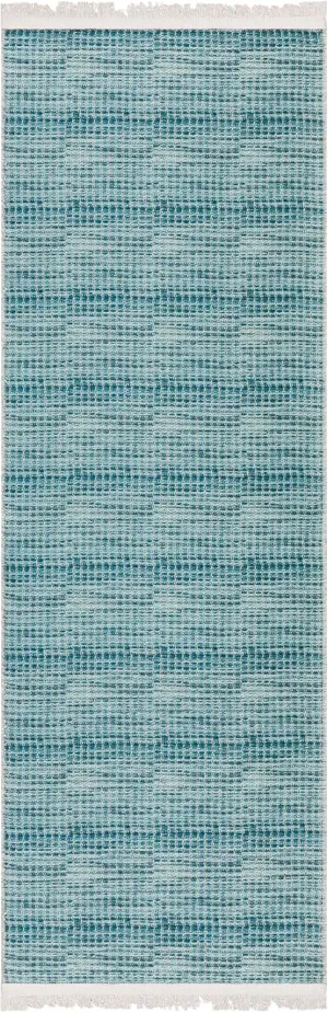 Ottomanson Machine Washable Wrinkle Free Solid Design Cotton 2x5 Traditional Flatweave Runner Rug for Hallway, Kitchen, Living Room, Bedroom, Bathroom, 20" x 59", Blue