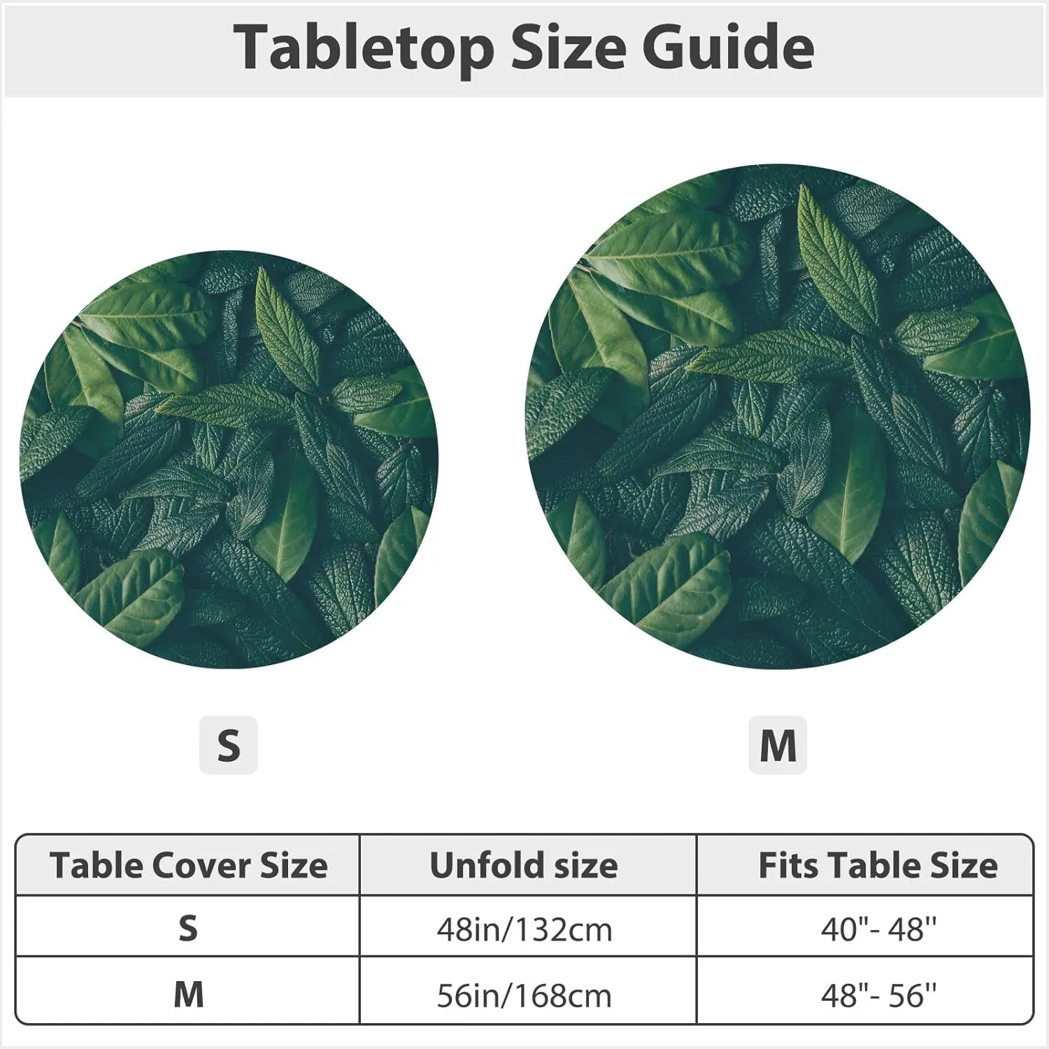 Oyihfvs Layout Made of Green Leaves Natural Concept Lying Flat Round Table Cover with Elastic Edge Bands Waterproof Square Table Cloths for Party Home Kitchen Dining Wedding (S) 40-48 inch