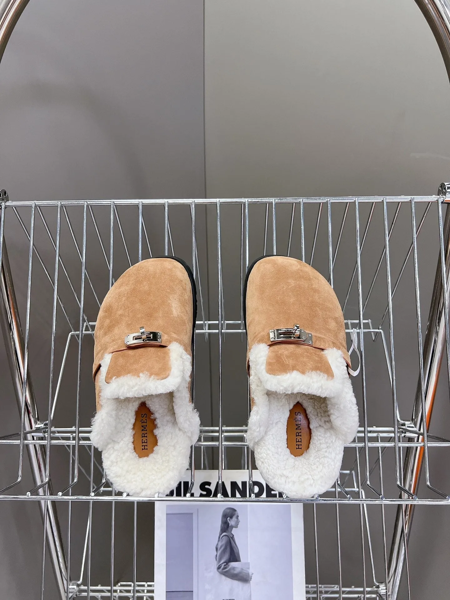 OZ Mule Brown Suede White Shearling